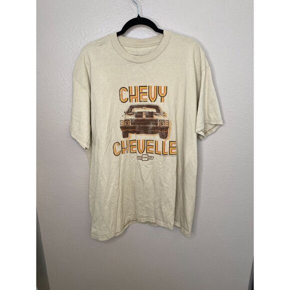 Tee Luv Chevy Chevelle Vintage Styled Tee XL 100% Cotton Beige Round Neck - Picture 1 of 6
